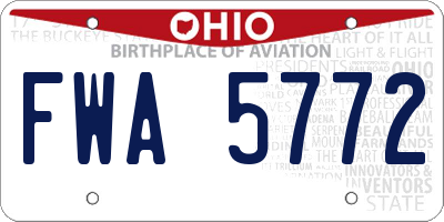 OH license plate FWA5772