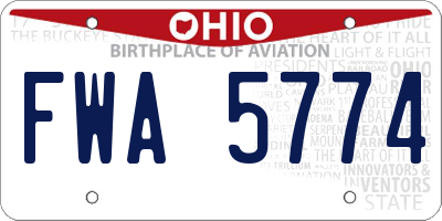 OH license plate FWA5774