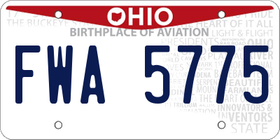 OH license plate FWA5775