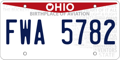 OH license plate FWA5782