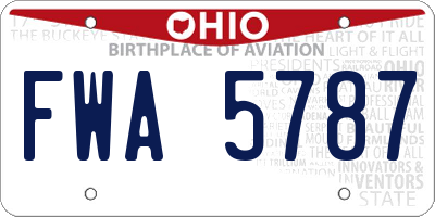 OH license plate FWA5787