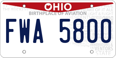 OH license plate FWA5800