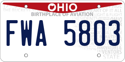 OH license plate FWA5803