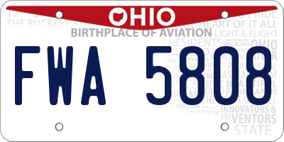 OH license plate FWA5808