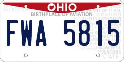 OH license plate FWA5815