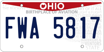 OH license plate FWA5817