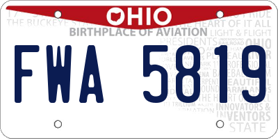 OH license plate FWA5819