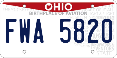 OH license plate FWA5820