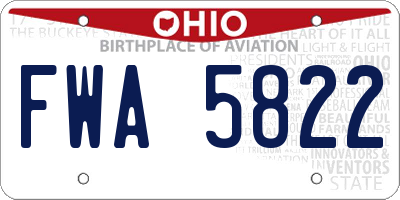 OH license plate FWA5822