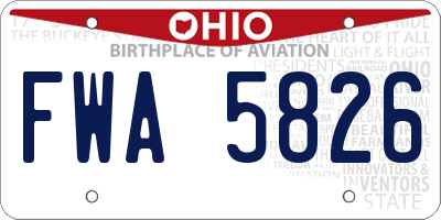 OH license plate FWA5826