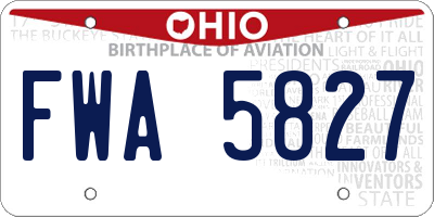 OH license plate FWA5827