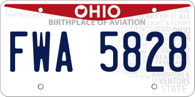 OH license plate FWA5828