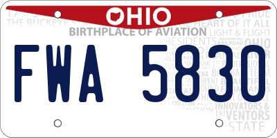 OH license plate FWA5830