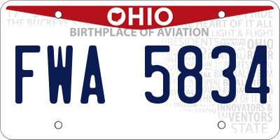 OH license plate FWA5834