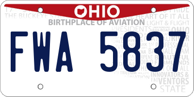 OH license plate FWA5837