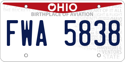 OH license plate FWA5838
