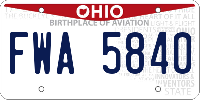 OH license plate FWA5840