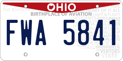 OH license plate FWA5841