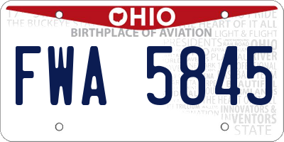 OH license plate FWA5845