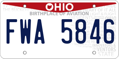 OH license plate FWA5846