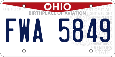 OH license plate FWA5849