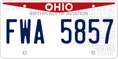 OH license plate FWA5857