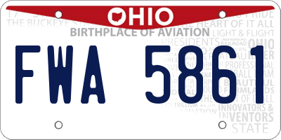 OH license plate FWA5861