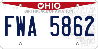 OH license plate FWA5862