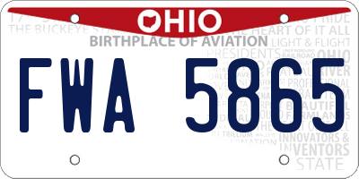 OH license plate FWA5865