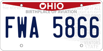 OH license plate FWA5866