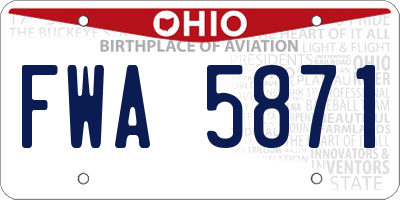 OH license plate FWA5871