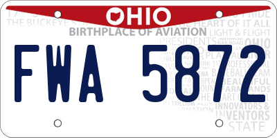 OH license plate FWA5872