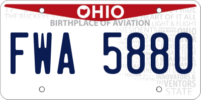 OH license plate FWA5880