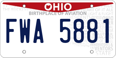 OH license plate FWA5881