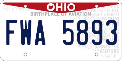 OH license plate FWA5893