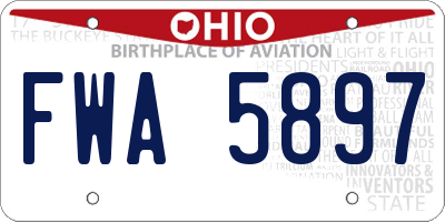 OH license plate FWA5897