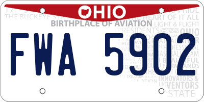 OH license plate FWA5902