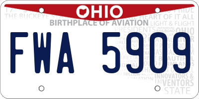 OH license plate FWA5909