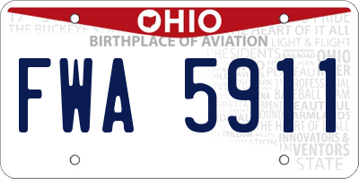 OH license plate FWA5911