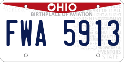OH license plate FWA5913