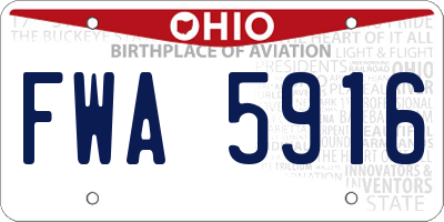 OH license plate FWA5916