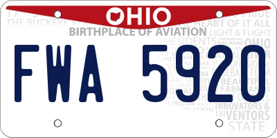 OH license plate FWA5920