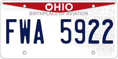 OH license plate FWA5922