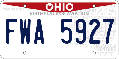 OH license plate FWA5927