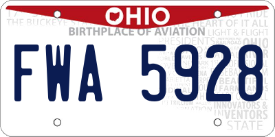OH license plate FWA5928
