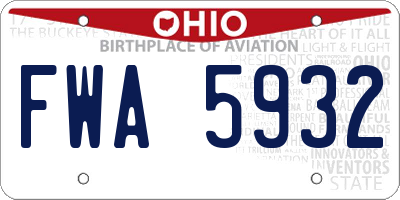 OH license plate FWA5932