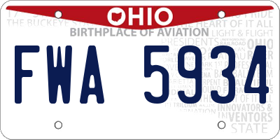 OH license plate FWA5934