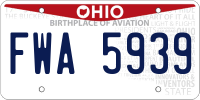 OH license plate FWA5939