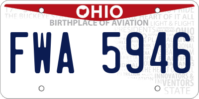 OH license plate FWA5946
