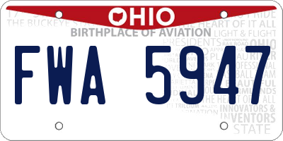 OH license plate FWA5947